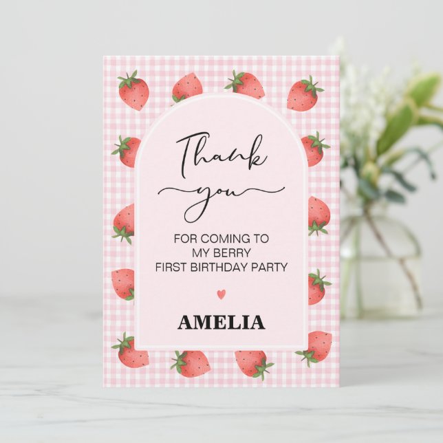 en vichy Berry Sweet 1er anniversaire Carte de rem (Debout devant)