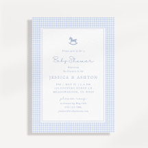En vichy Bleu, Cheval Rocheux, Invitation Baby sho