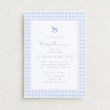 En vichy Bleu, Cheval Rocheux, Invitation Baby sho