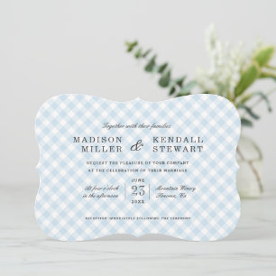 En vichy bleu doux FAIRE-PART DE MARIAGE