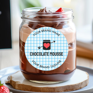 en vichy Chèques Motif bleu Étiquette Jar pour aff