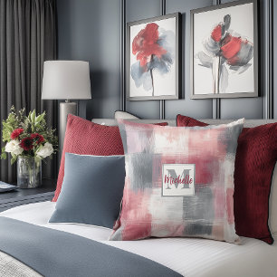 en vichy Coussin d'accentuation Gris Rose et Gris