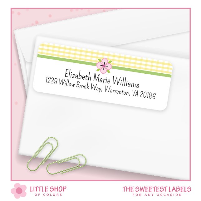 En vichy Floral Jaune Adresse de retour (Créateur téléchargé)