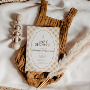 en vichy Goose Genre Neutre Baby shower Invitation