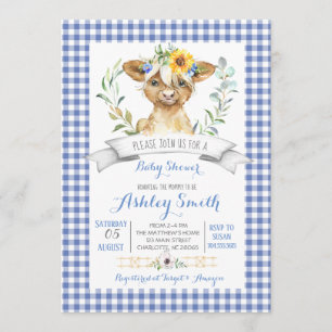 En vichy invitation au baby shower agricole