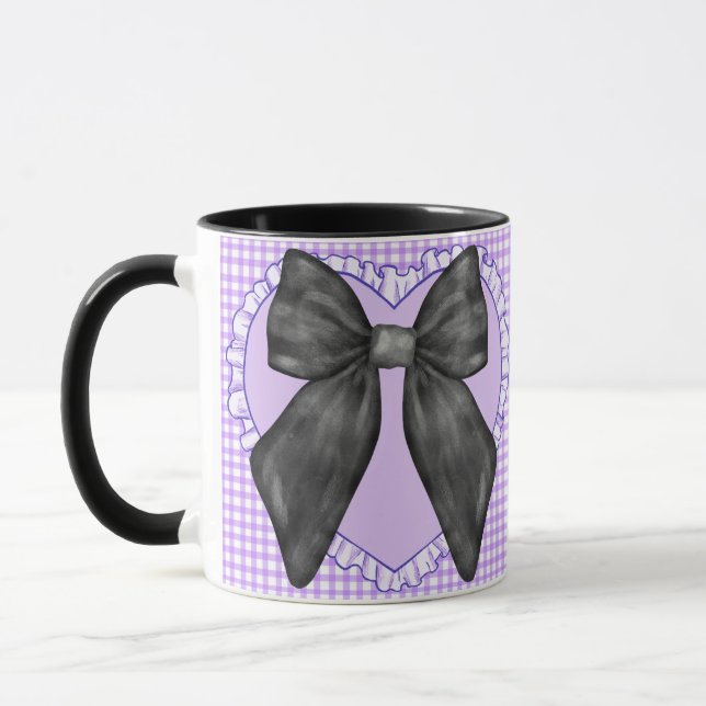 en vichy Lavender Mug Coeur Vintage Coquette Bow (Gauche)