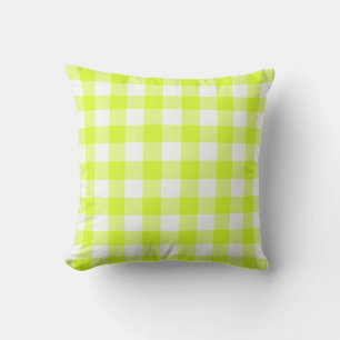 en vichy oreiller jetable blanc et vert citron mot