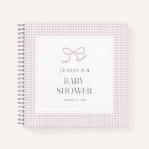 en vichy Pink Bow Baby Girl Baby shower livre d'in