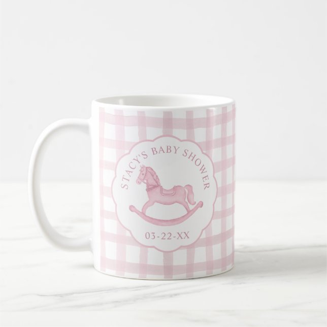 En vichy rose Cheval Rocher Baby shower Café Mug (Gauche)