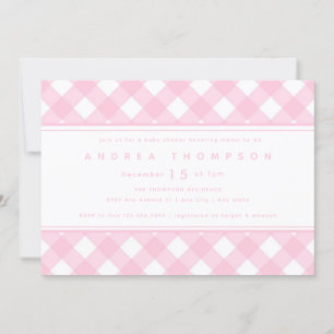 en vichy rose Invitation Baby shower fille