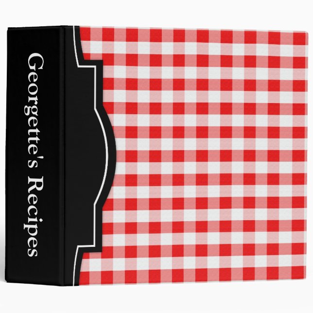 En vichy rouge Classeur de recette personnalisé de (Devant/Côté)