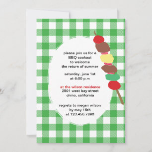 En vichy verte - invitations à la fête du barbecue