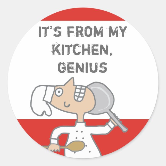 en ville comic chef poêle cuisine étiquette cadeau (Devant)