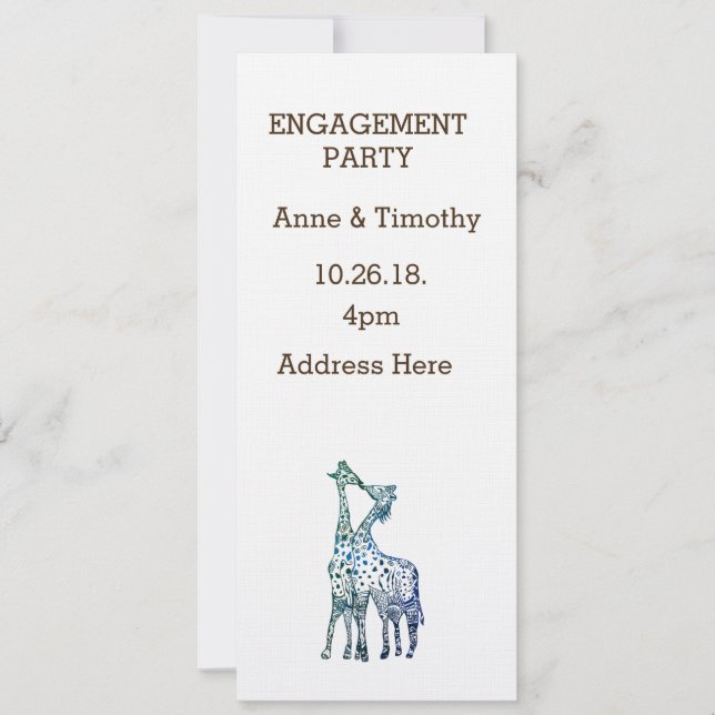 Enagegement Party Invitation Card Art Drawing (Front)