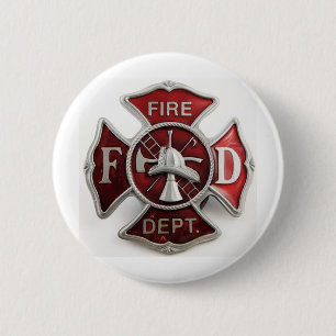'enamel' fire dept insignia 2 inch round button