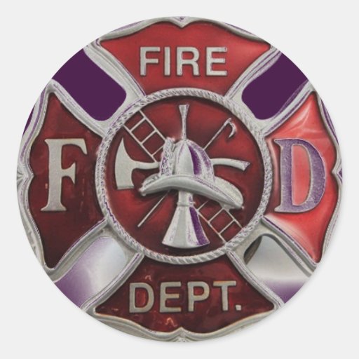 'enamel' fire dept insignia round sticker | Zazzle