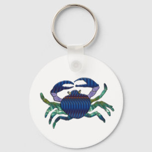 Enameled Blue Crab Keychain