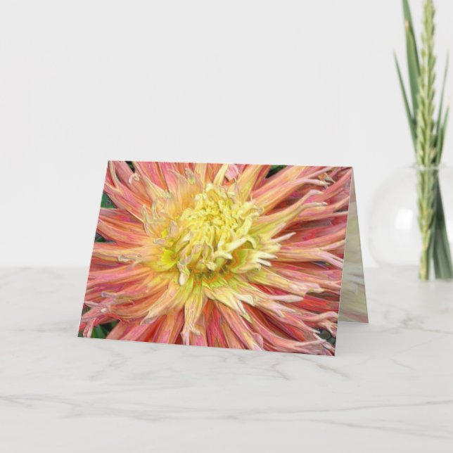 Enameled Dahlia Bloom Birthday Card (Front)