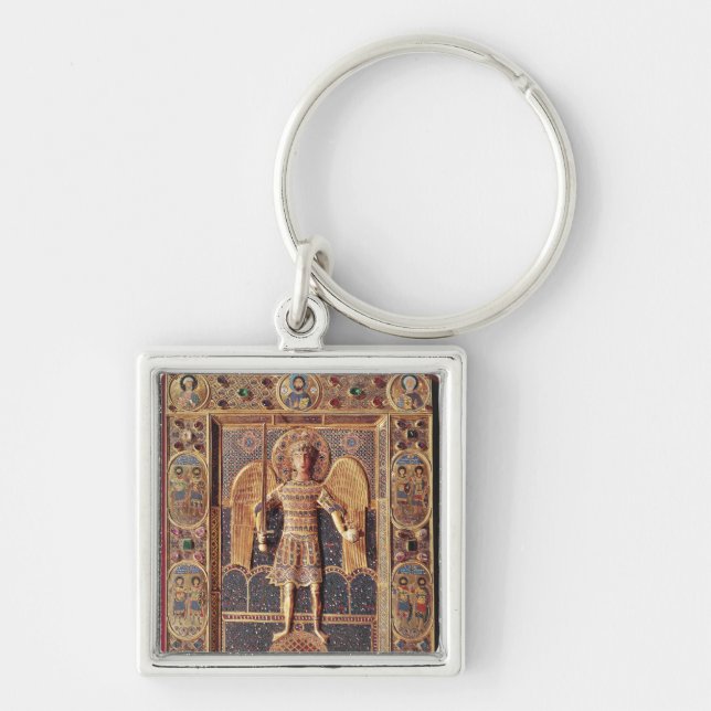 Enamelled plaque depicting the Archangel Michael Keychain (Front)