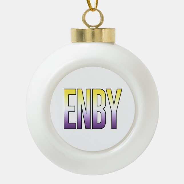 ENBY - Nonbinary Ceramic Ball Christmas Ornament (Front)