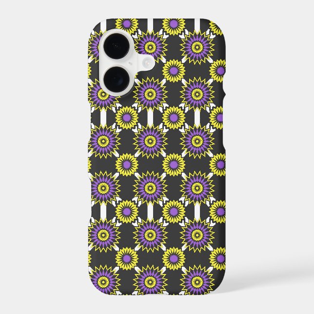 Enby pride colours / black mirror flower pattern   (Back)