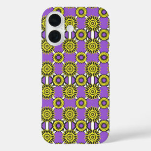 Enby pride colours / purple mirror flower pattern  iPhone 16 case
