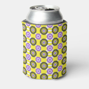 Enby pride colours / yellow mirror flower pattern can cooler