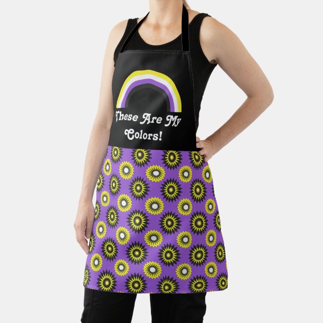 Enby pride flag and rainbow with text apron (Insitu)