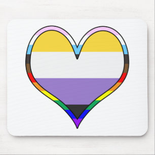 Enby Pride Heart Mouse Pad