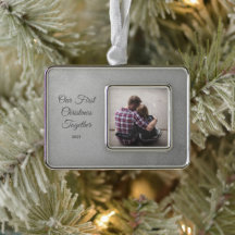 Ornement de Noël de photo de mariage encadré pour