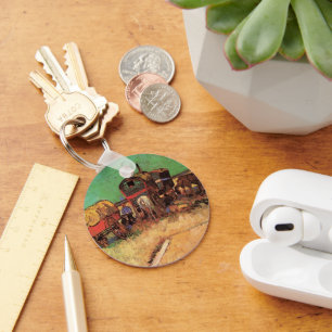 Encampment of Gypsies Caravans by Vincent van Gogh Keychain