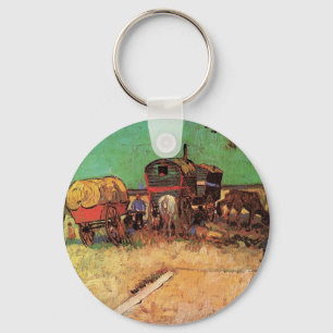 Encampment of Gypsies with Caravans, Van Gogh Keychain