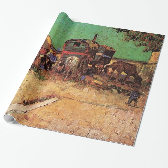 Encampment of Gypsies with Caravans, Van Gogh Wrapping Paper (Unrolled)