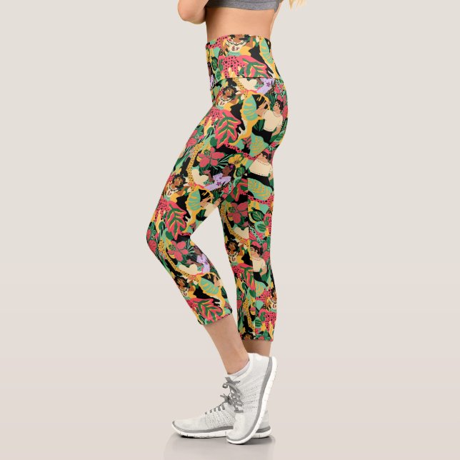 Encanto Colourful Floral Pattern Capri Leggings (Left)