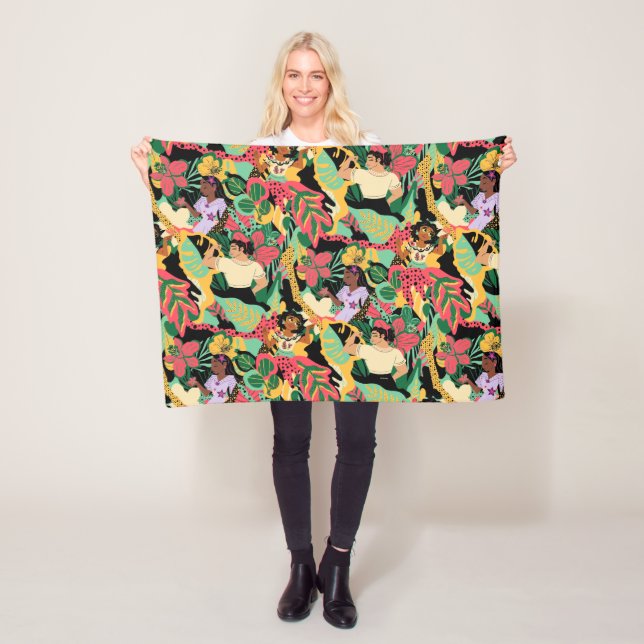 Encanto Colourful Floral Pattern Fleece Blanket (In Situ)