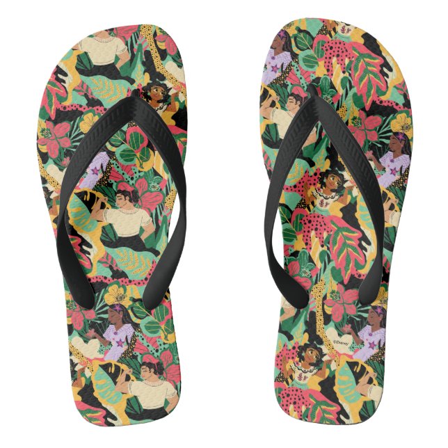 Encanto Colourful Floral Pattern Flip Flops (Footbed)