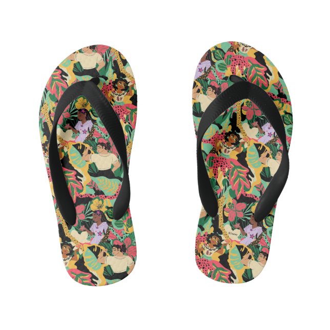 Encanto Colourful Floral Pattern Kid's Flip Flops (Footbed)