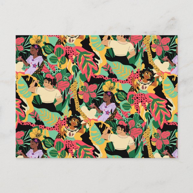 Encanto Colourful Floral Pattern Postcard (Front)