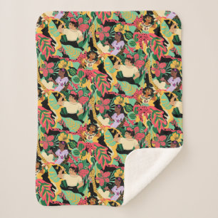Encanto Colourful Floral Pattern Sherpa Blanket