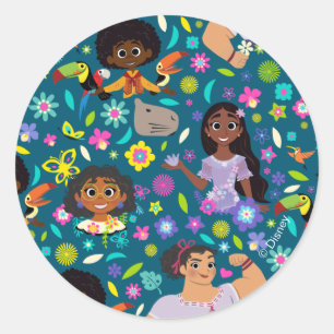 Encanto   Floral Character Pattern Classic Round Sticker