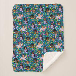 Encanto Floral Character Pattern Sherpa Blanket