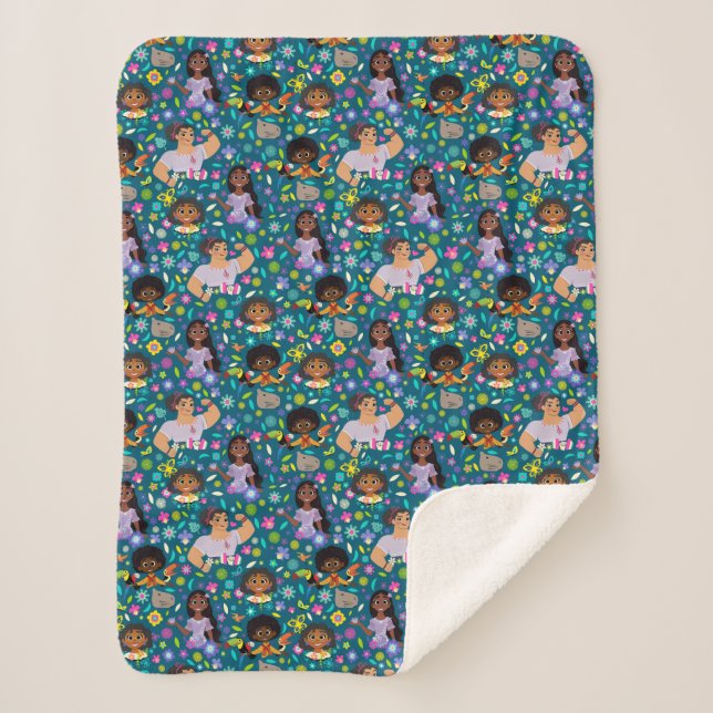 Encanto | Floral Character Pattern Sherpa Blanket (Front)