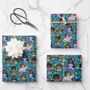 Encanto Floral Character Pattern Wrapping Paper Sheet