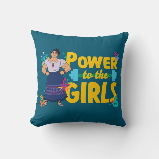 Encanto | Luisa - Power to the Girls Throw Pillow (Front)