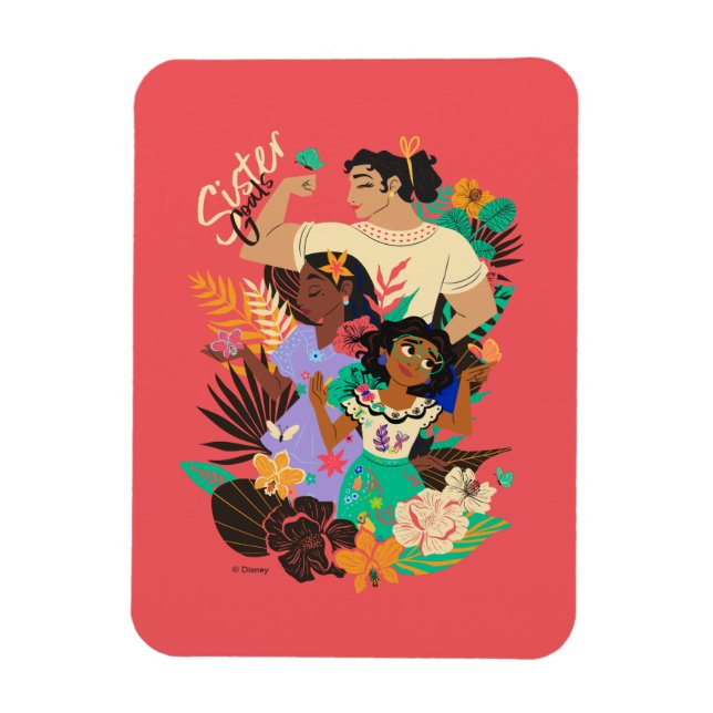 Encanto Sisters | Sister Goals Floral Graphic Magnet (Vertical)