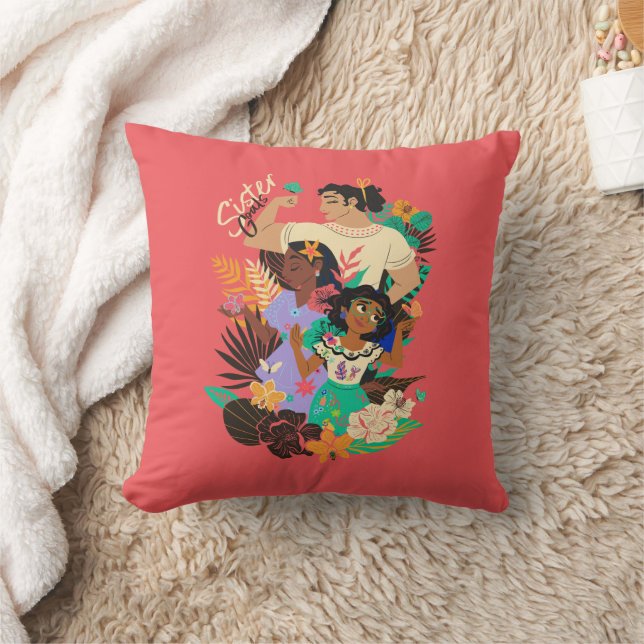 Encanto Sisters | Sister Goals Floral Graphic Throw Pillow (Blanket)