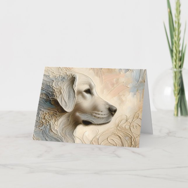 Encaustic Paint Portait of a Golden Retriever Card (Front)