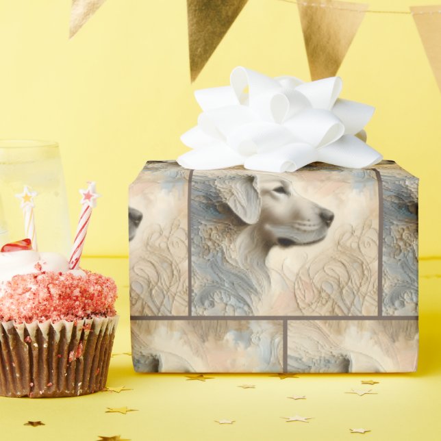 Encaustic Painting of Golden Retriever Wrapping Paper (Birthday Party)