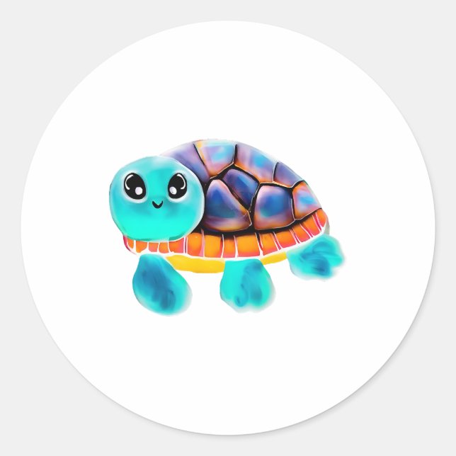 Encaustic painting turtle Copy Classic Round Sticker (Front)