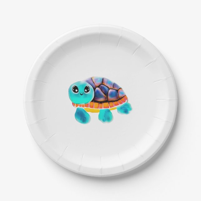 Encaustic painting turtle Copy Paper Plate (Front)